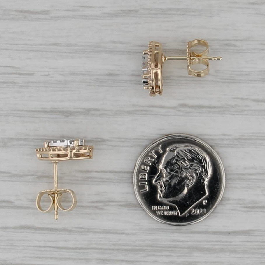 0.30ctw Diamond Teardrop Halo Earrings 14k Yellow Gold Studs