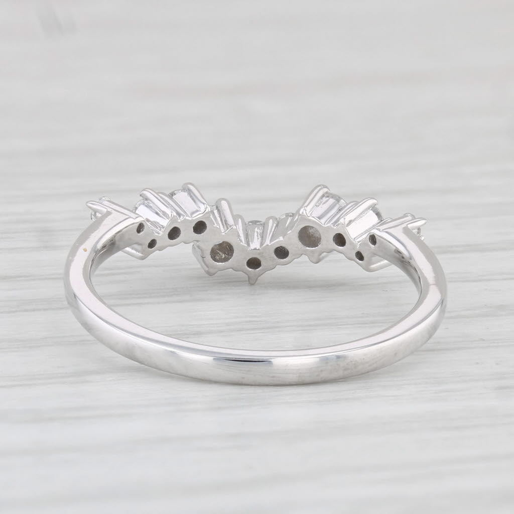 Light Gray New Lab Created Diamond Ring Guard 14k White Gold Sz 6.25 Contoured Wedding Band