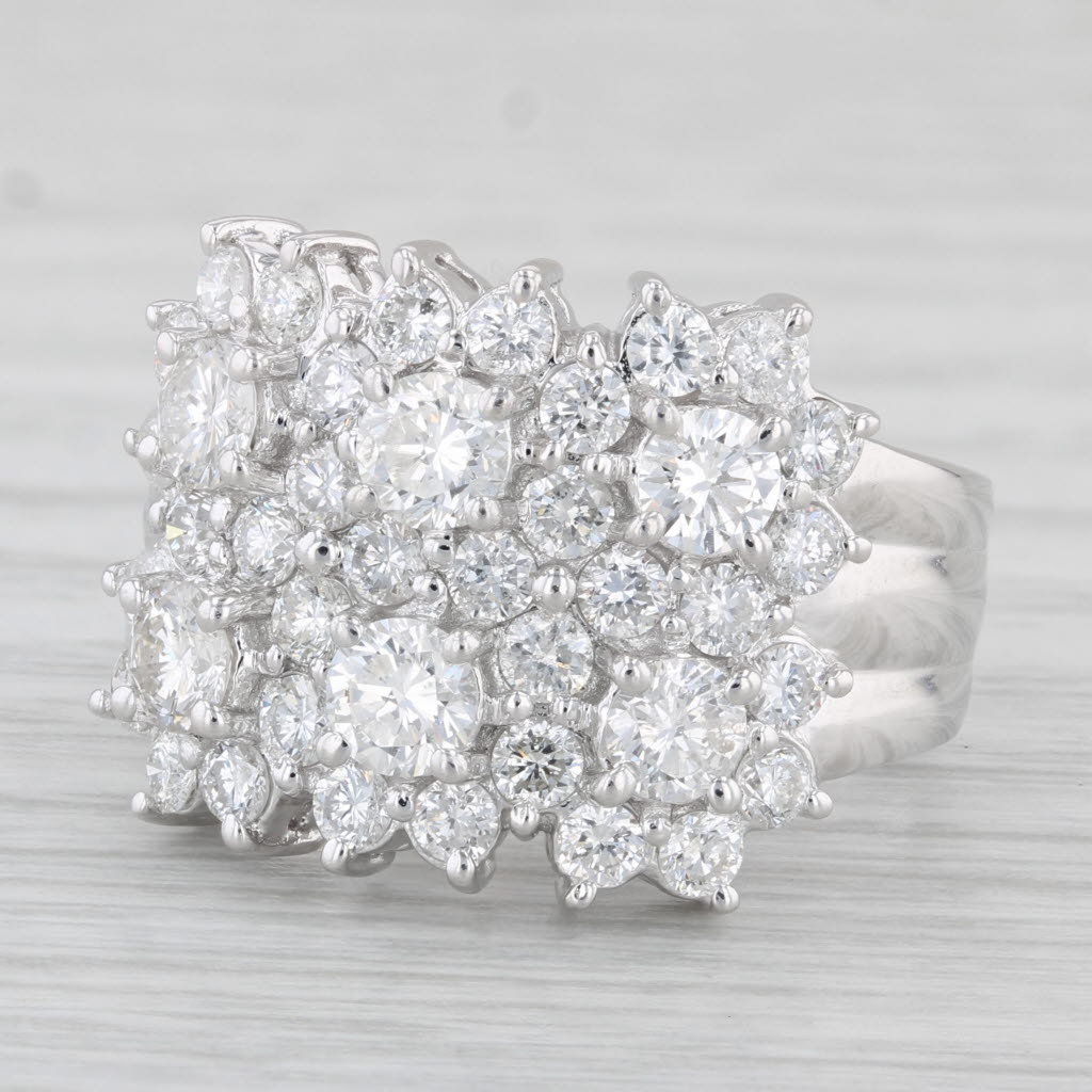 Light Gray 2.55ctw Diamond Cluster Ring 18k White Gold Size 8 Cocktail