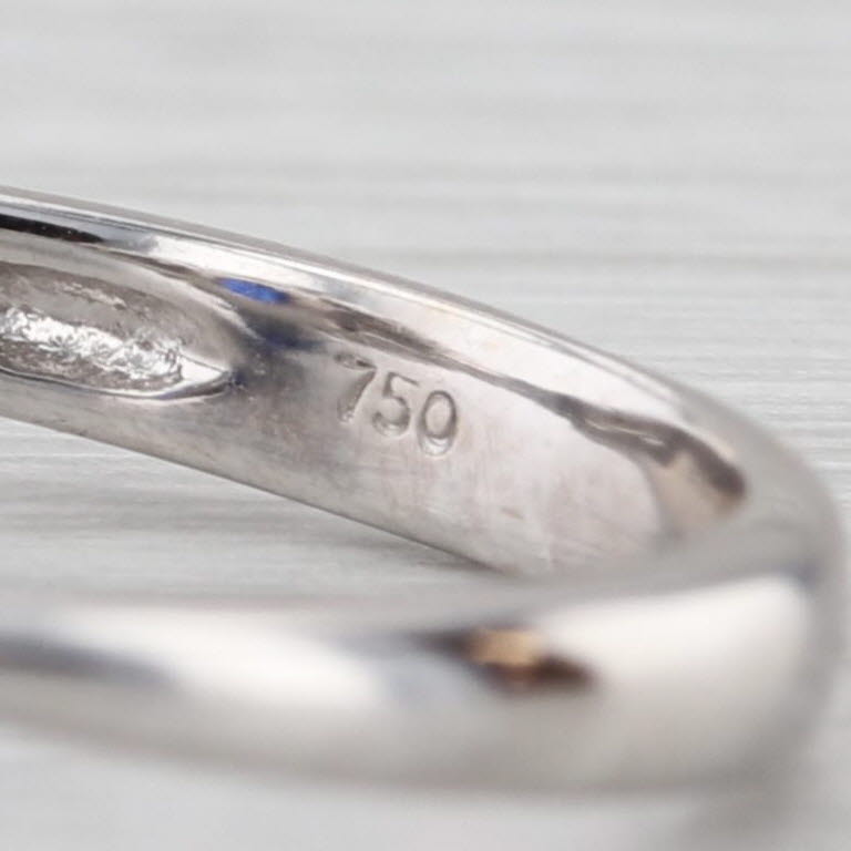 2.74ctw Oval Blue Sapphire Diamond Ring 18k White Gold Size 6.25