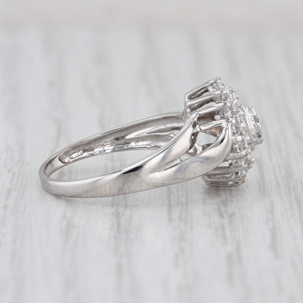 0.32ctw Diamond Cluster Halo Engagement Ring 10k White Gold Size 8