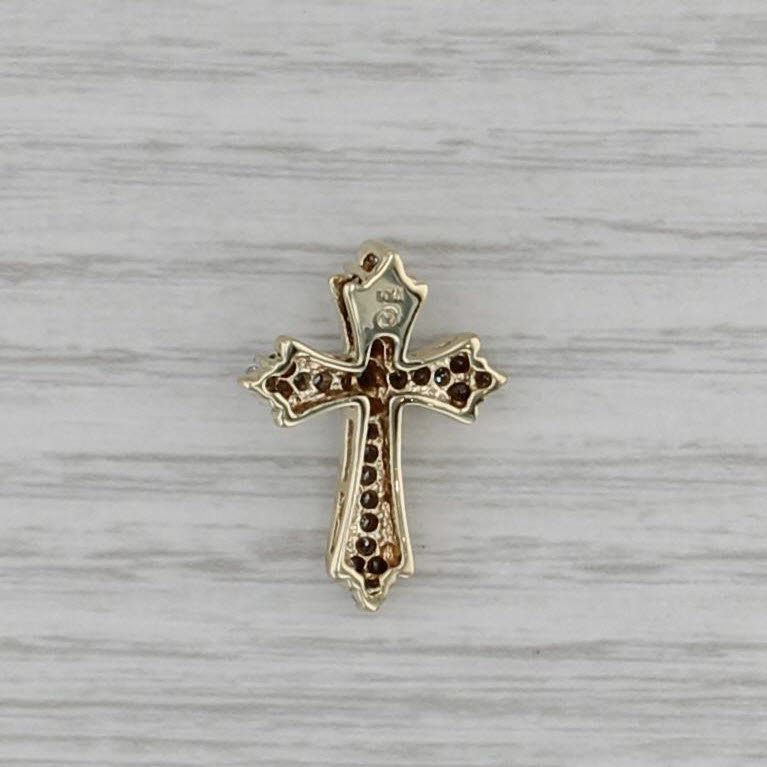 0.21ctw Diamond Cross Pendant 10k Yellow White Gold Floating Drop
