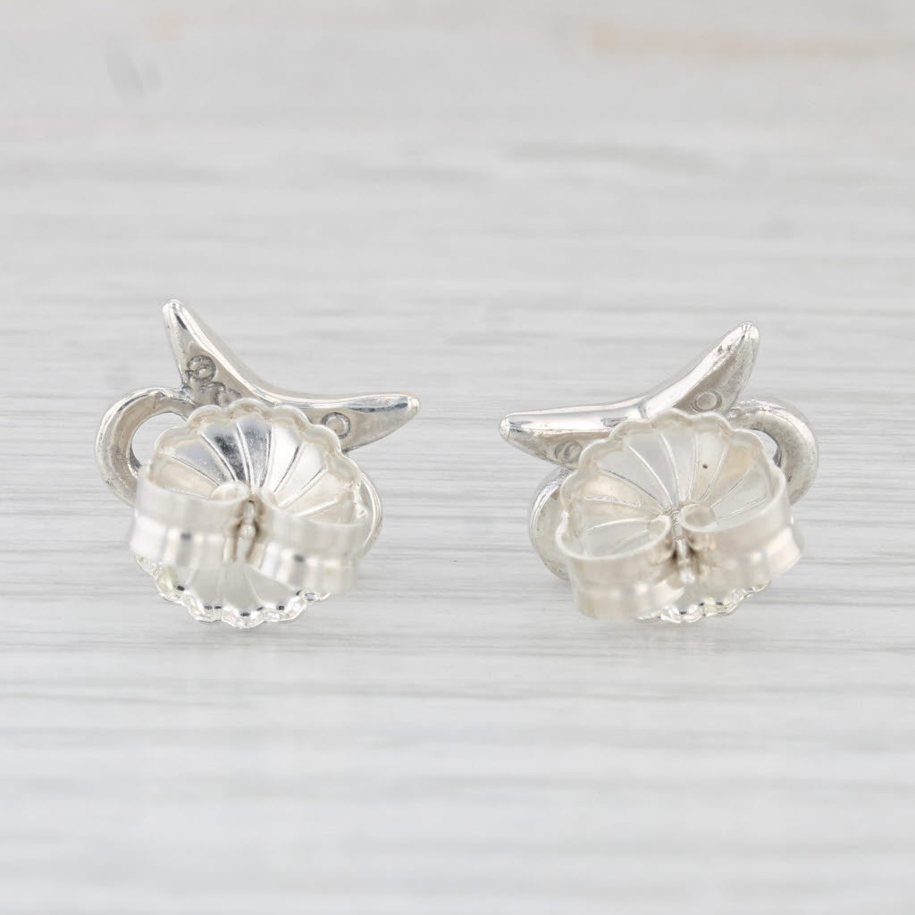 Light Gray Owl Stud Earrings Sterling Silver 925 Pierced