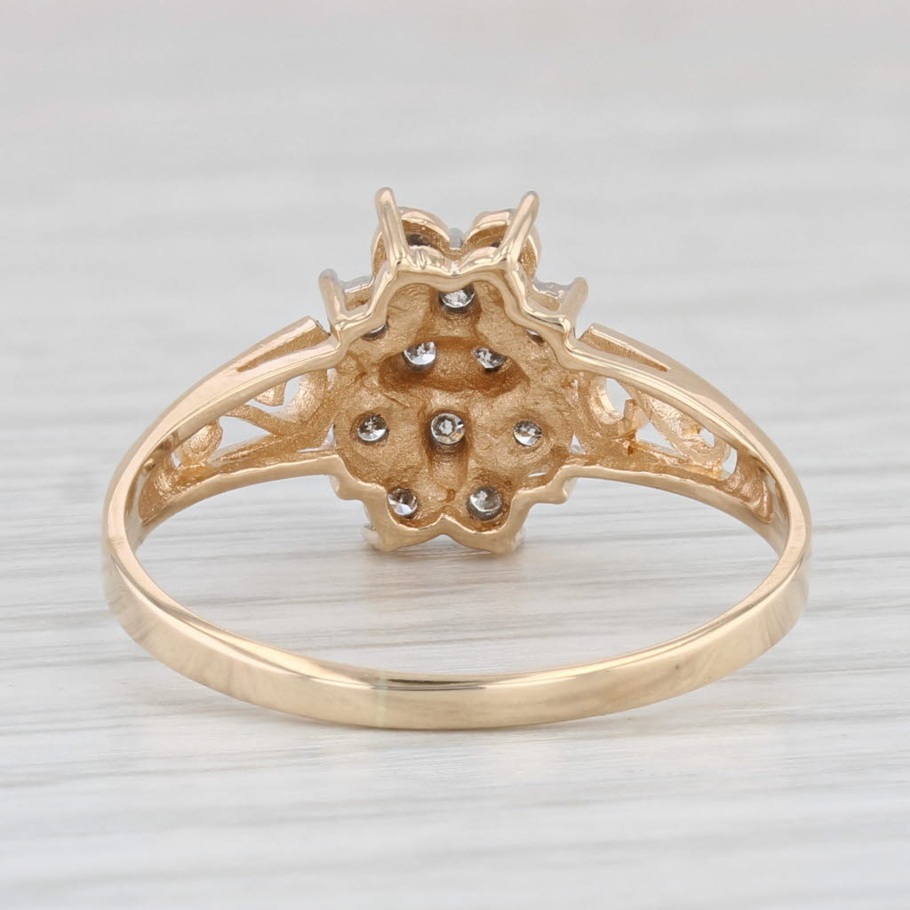 Light Gray 0.35ctw diamond Cluster Ring 14k Yellow Gold Size 9.5 Engagement
