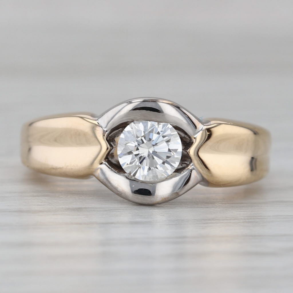 Gray 0.52ctw Diamond Round Solitaire Ring 14k Gold Size 6.75 G-H VS2 Engagement