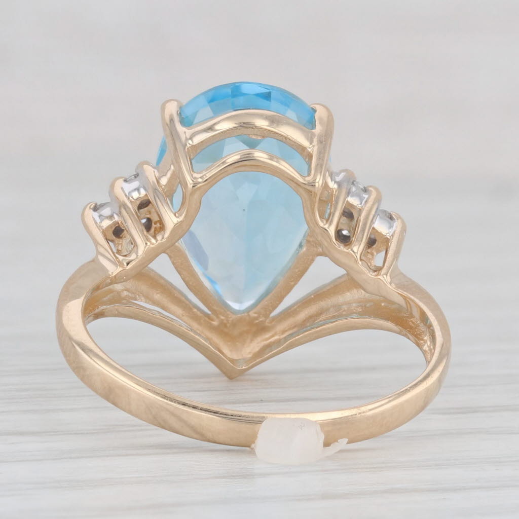 Light Gray 5.81ctw Blue Topaz Pear Diamond Ring 14k Yellow Gold Size 6.75