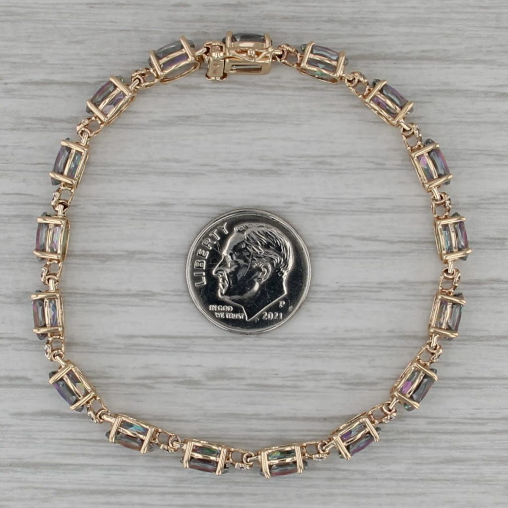 17.20ctw Mystic Topaz Diamond Tennis Bracelet 10k Yellow Gold 6.75" 5.5mm