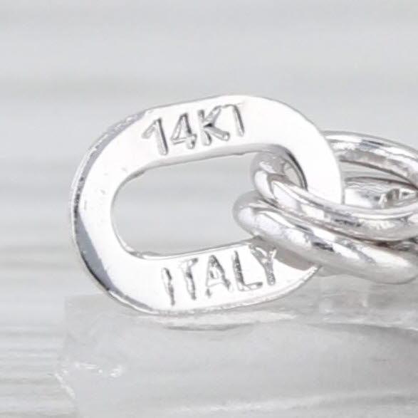 0.12ct Diamond Round Solitaire Pendant Necklace 14k White Gold 18" Cable Chain