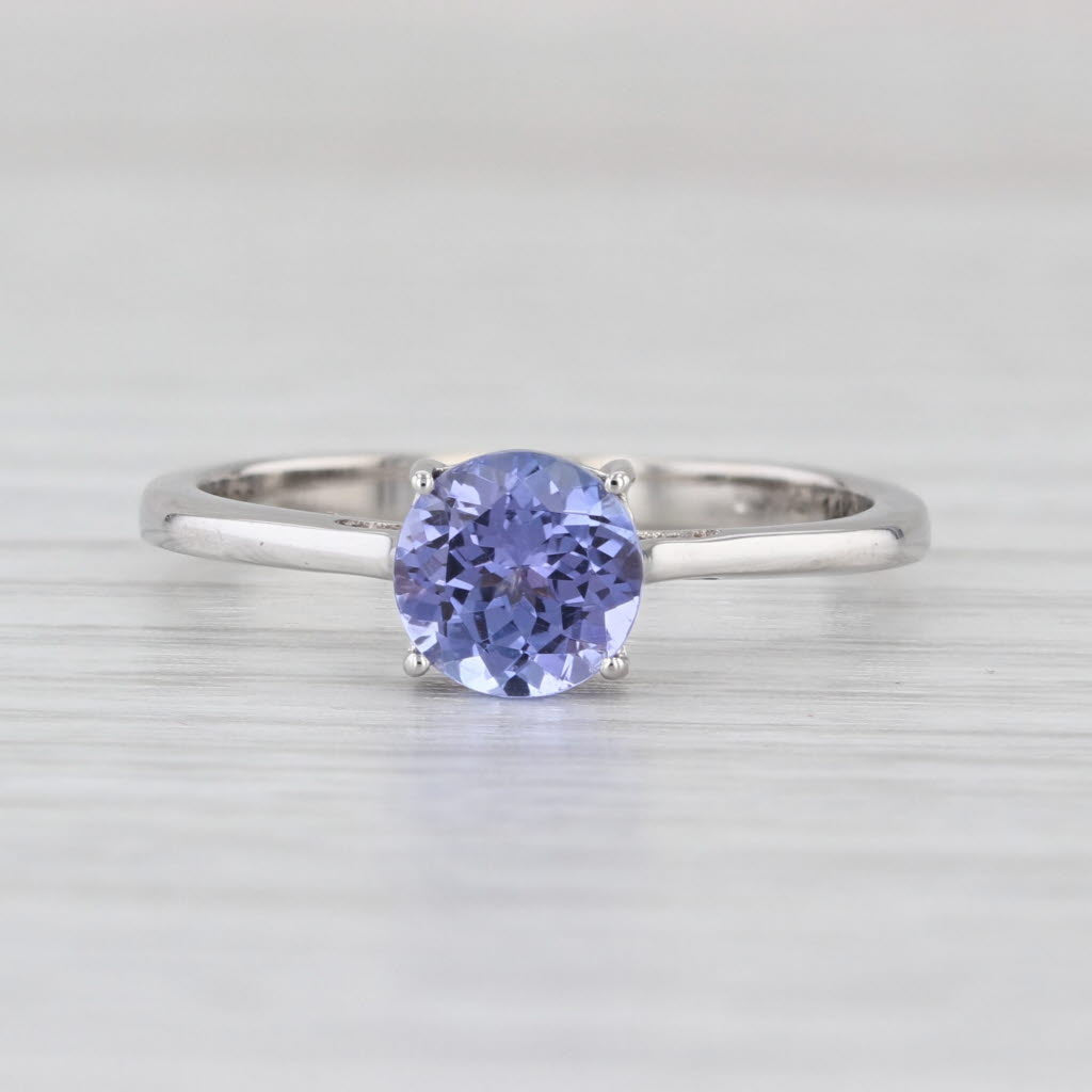 1.03ct Tanzanite Round Solitaire Ring 14k White Gold Size 7 COA Jacque Christie