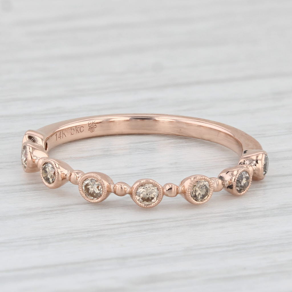 Light Gray New Beverley K 0.20ctw Diamond Stackable Ring 14k Rose Gold Size 7 Wedding Band
