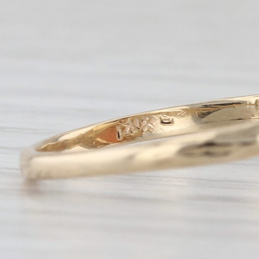 Pink & Black Coral Bypass Ring 14k Yellow Gold Size 7.5 Leaf Accents