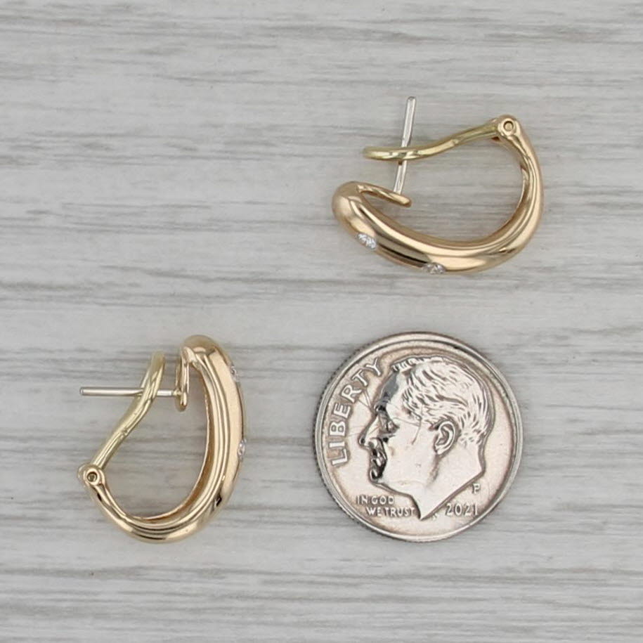 0.25ctw Diamond Dots J-Hook Earrings 14k Yellow Gold Omega Backs