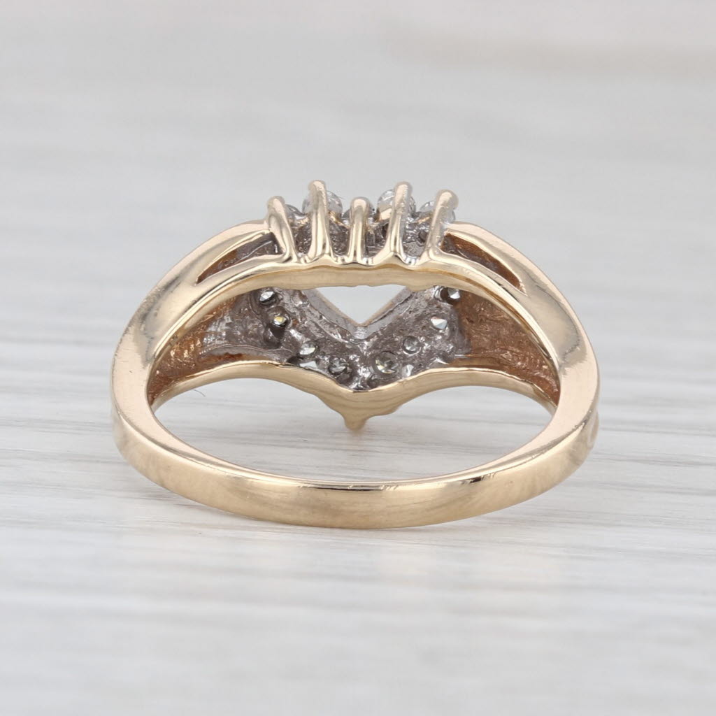 0.25ctw Diamond Halo Open Heart Ring 10k Yellow Gold Size 5.75