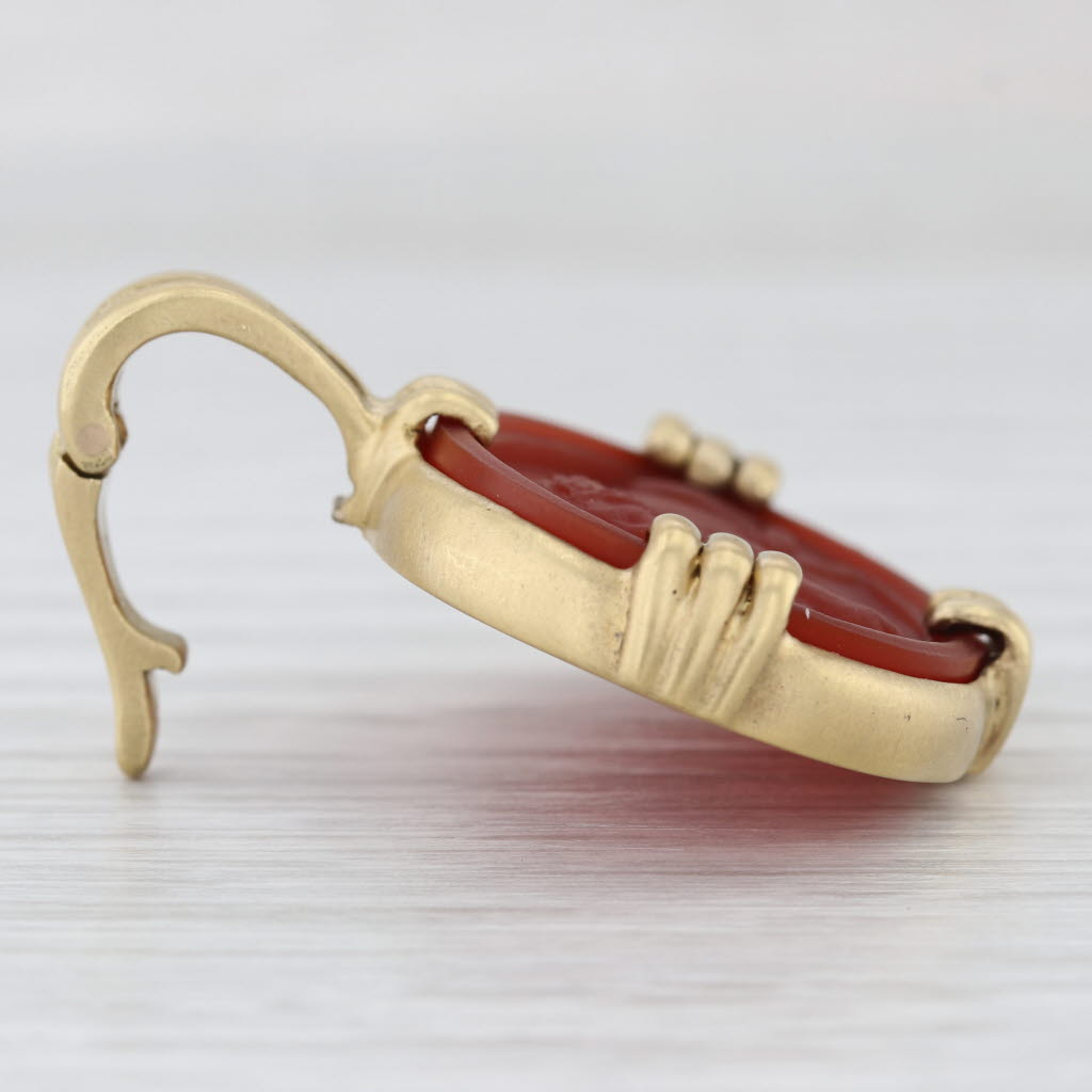 Slane & Slane Sardonyx Lion Carved Enhancer Pendant 18k Gold Clip Bail