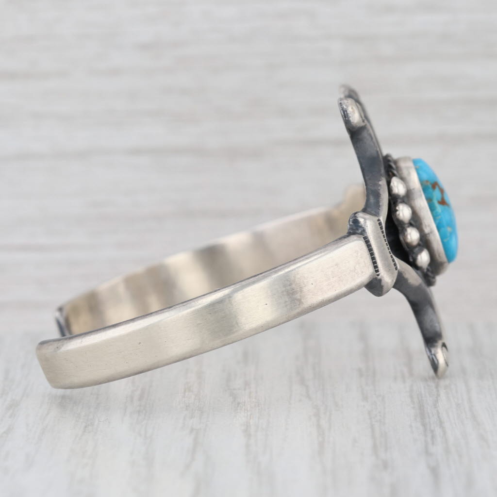 Vintage Native American Turquoise Cuff Bracelet Sterling Silver Navajo Bitsui