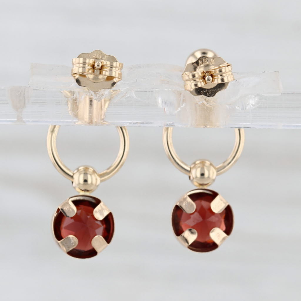 1.70ctw Garnet Dangle Earrings 14k Yellow Gold Circle Drops