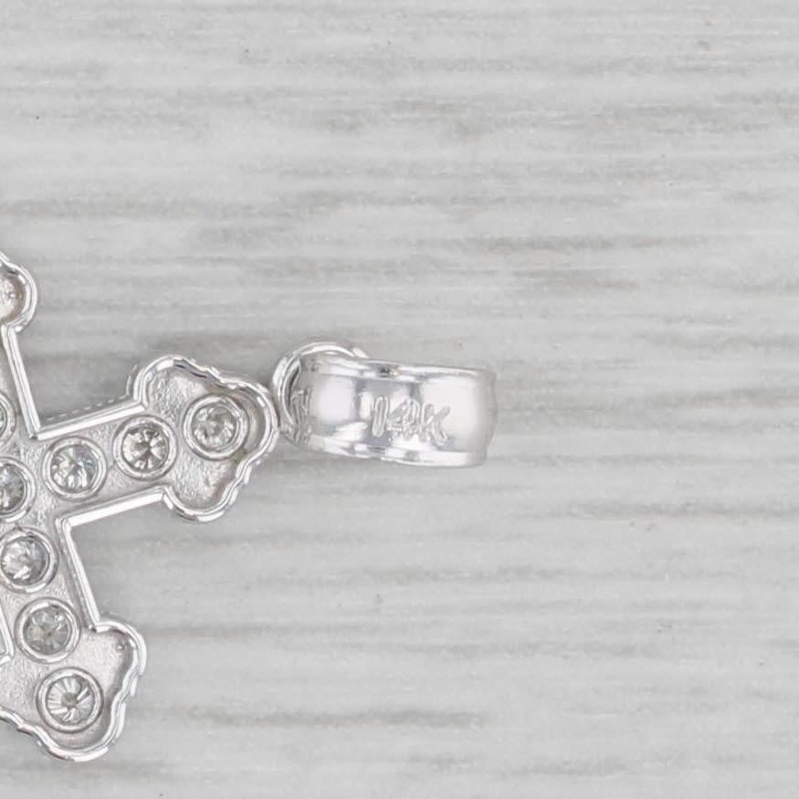 Gray 0.15ctw Diamond Cross Pendant 14k White Gold Religious Jewelry