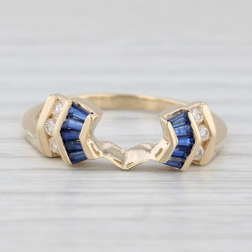 Light Gray 0.27ctw Lab Created Blue Sapphire Diamond Ring Guard 14k Yellow Gold Size 7.5