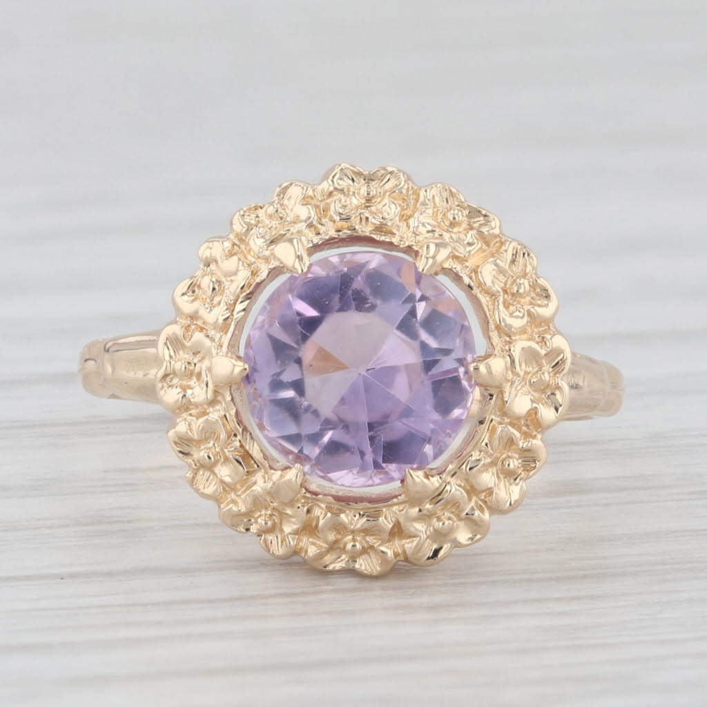 Light Gray 1.50ct Round Light Purple Amethyst Solitaire Ring 14k Yellow Gold Size 5.5