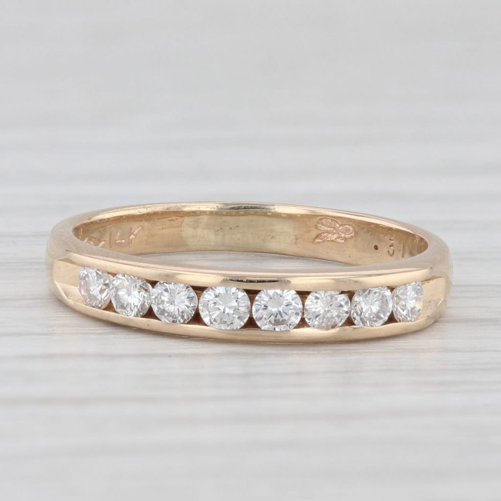 Light Gray 0.31ctw Channel Set Diamond Wedding Band 14k Yellow Gold Size 5.5 Stackable Ring