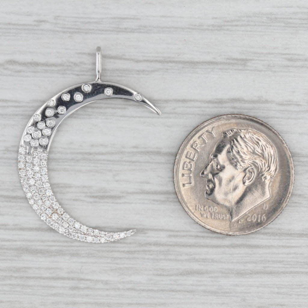 0.23ctw Diamond Encrusted Crescent Moon Pendant 18k White Gold