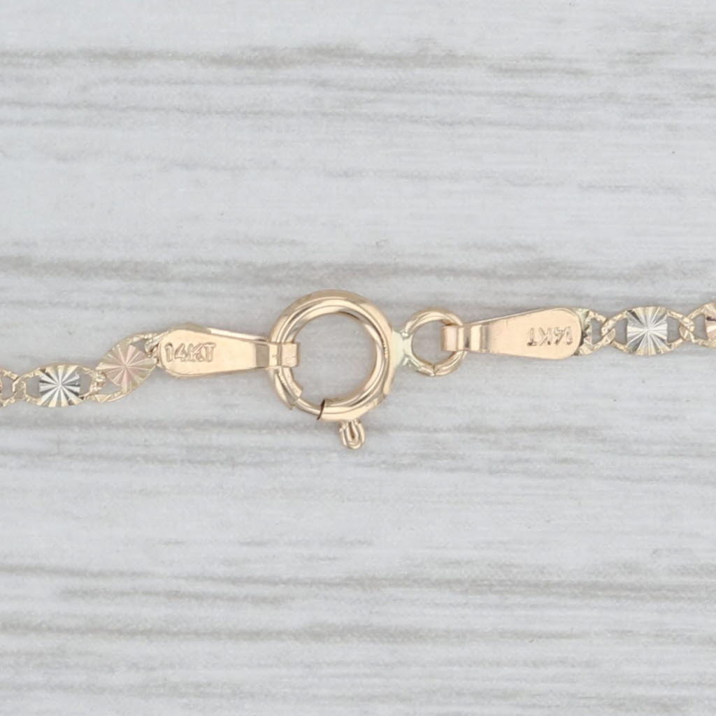 Light Gray Swirl Link Necklace 18" 1.8mm 14k Yellow Gold