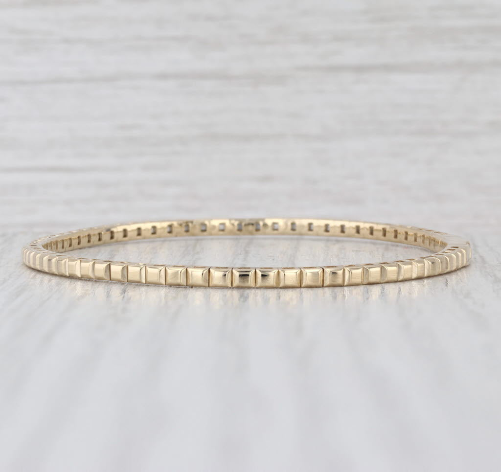 New Beveled Flexible Bangle Bracelet 6.75" 14k Yellow Gold