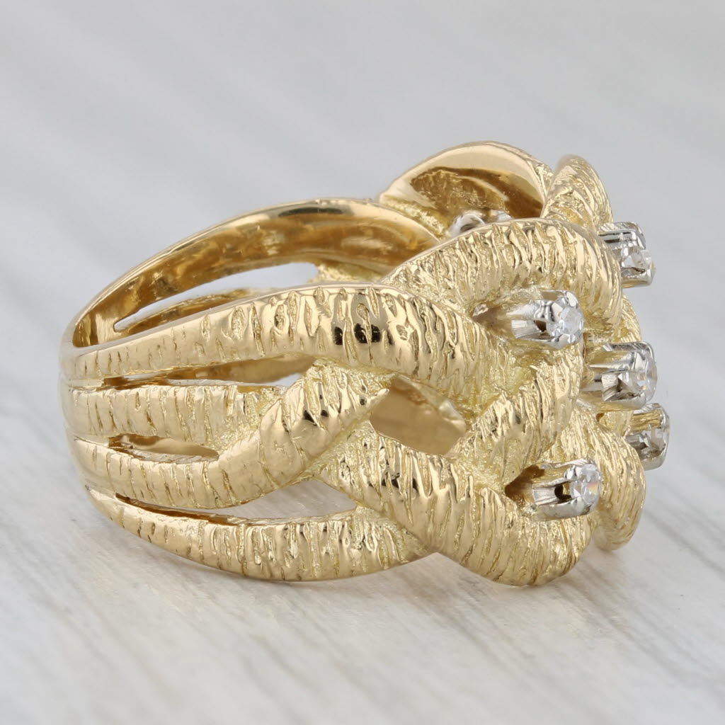 Gray Woven 0.12ctw Diamond Ring 18k Yellow Gold Size 5.5