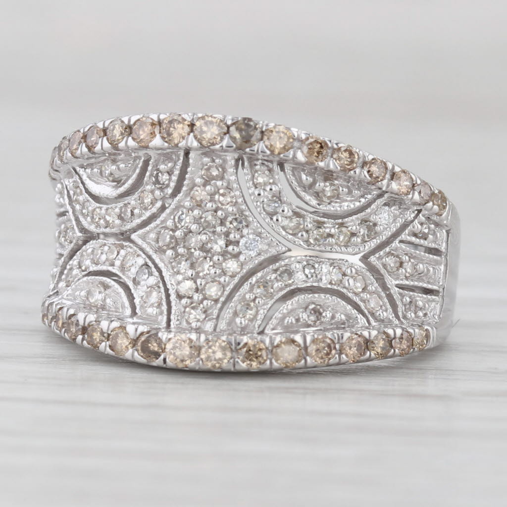 0.58ctw Concave Diamond Ring 10k White Gold Size 6.75 Cocktail