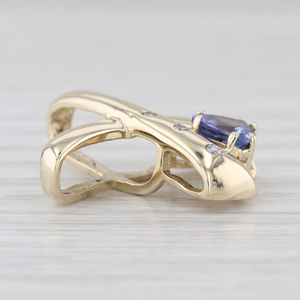 0.94ctw Tanzanite Diamond X Cross Over Pendant 14k Yellow Gold