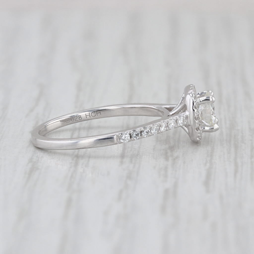 0.60ctw Round Diamond Halo Engagement Ring 14k White Gold Size 6.5