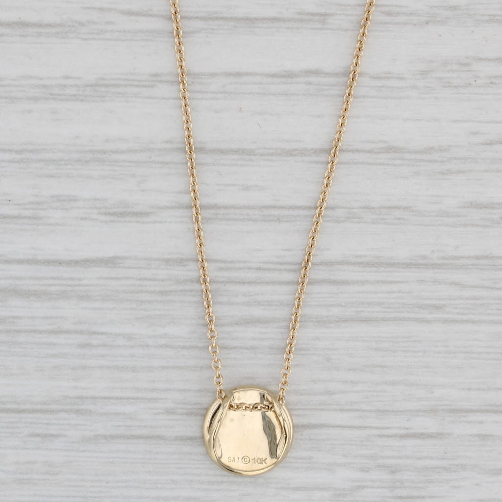 Gray Small Diamond Button Pendant Necklace 10k Yellow Gold 18" Cable Chain