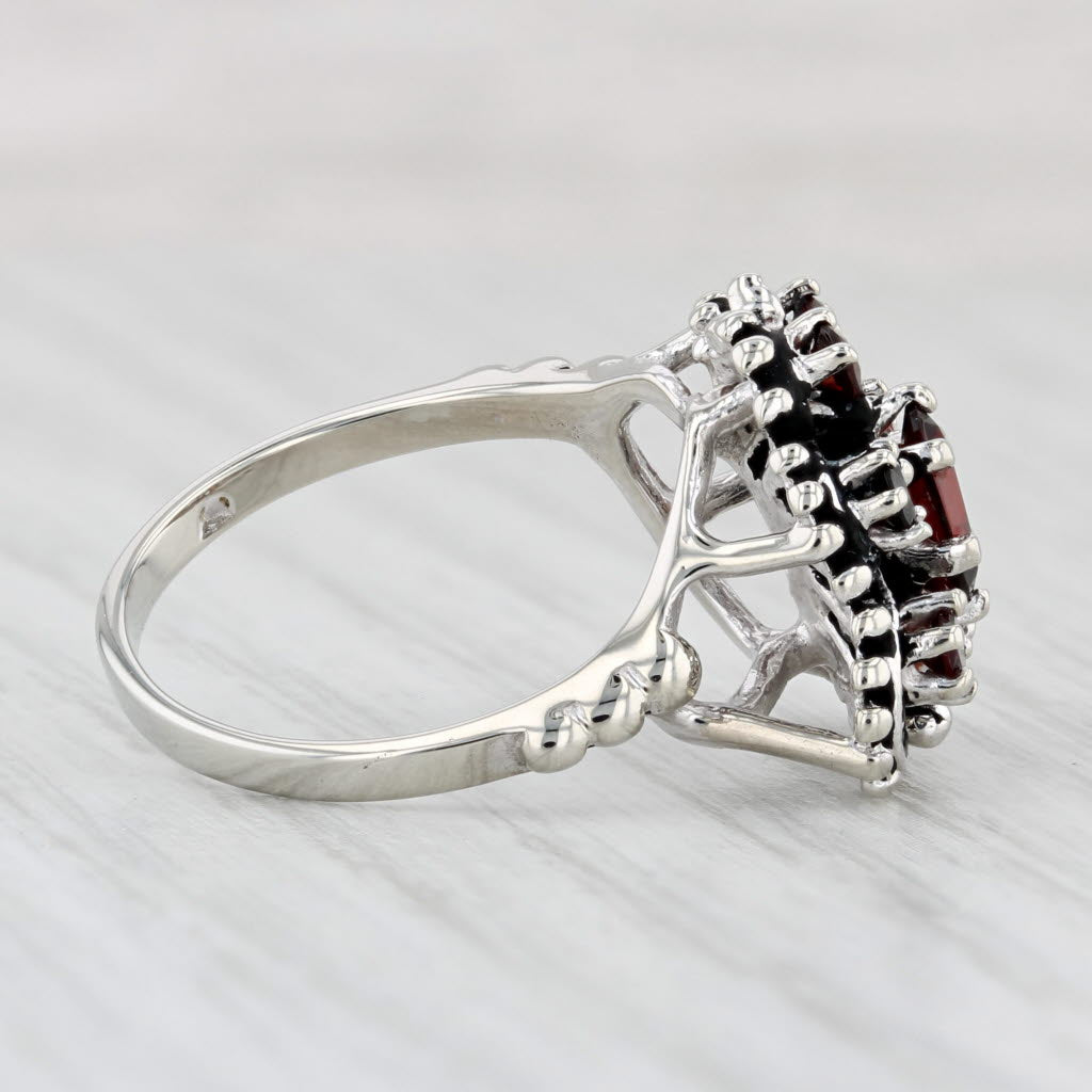 Light Gray 0.95ctw Garnet Butterfly Ring 10k White Gold Size 6.25