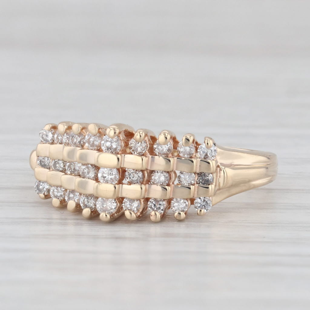 Light Gray 0.64ctw Diamond 10k Yellow Gold Size 9.25 Tiered Pyramid Stackable