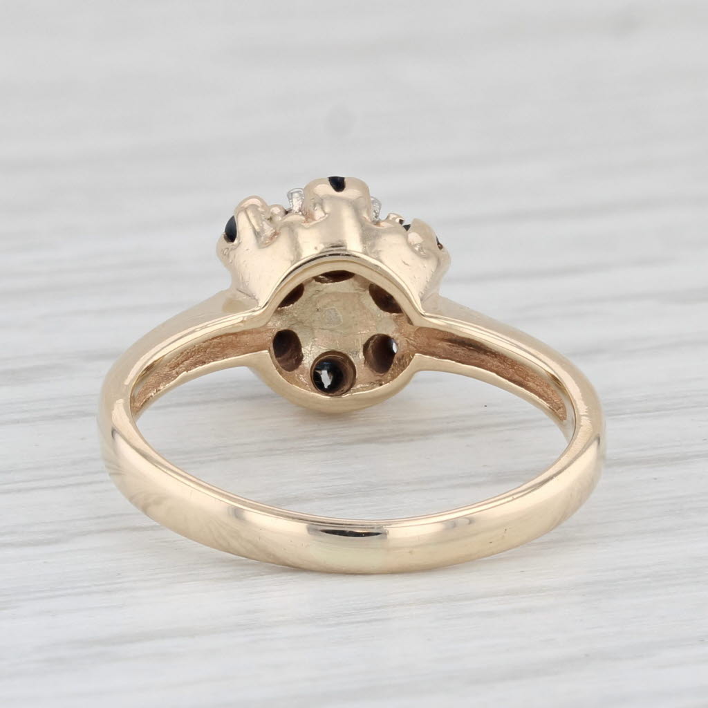 Light Gray 0.24ctw Diamond Cluster Blue Sapphire Halo Ring 10k Yellow Gold Engagement Sz 5