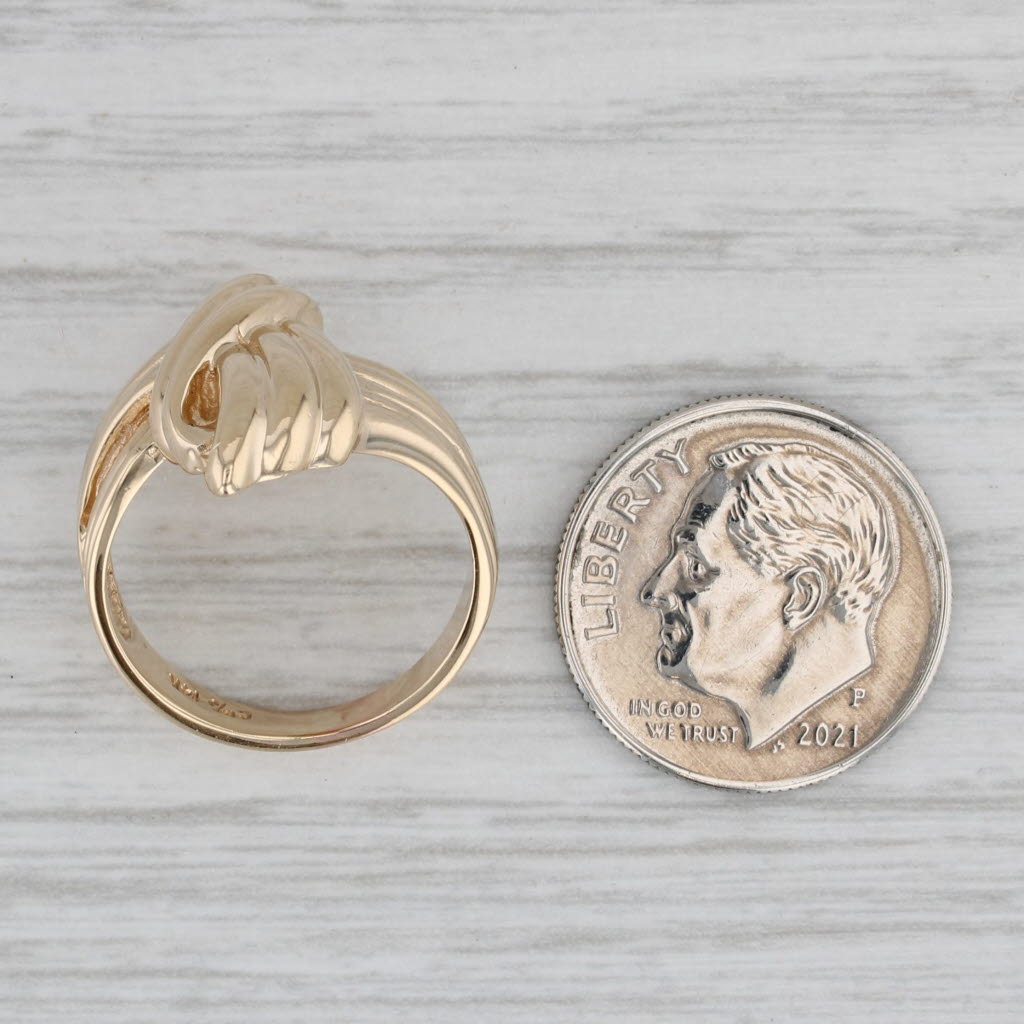 Gray Knot Work Bypass Ring 14k Yellow Gold Size 5.5
