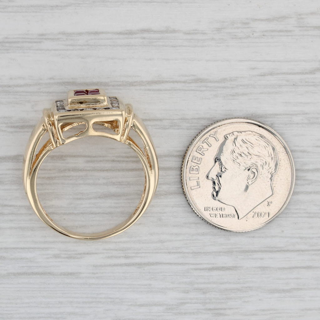 Gray 0.64ctw Ruby Diamond Halo Ring 14k Yellow Gold Size 6