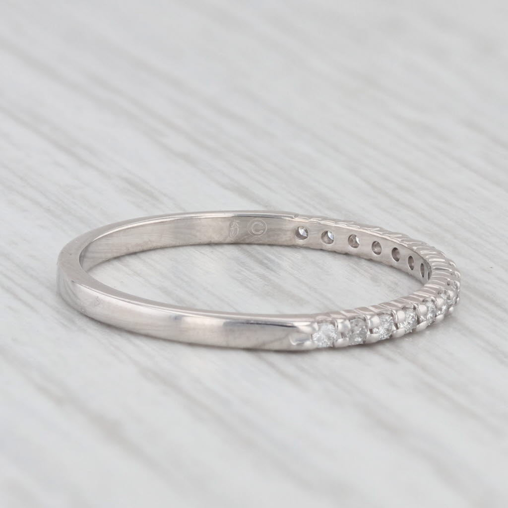 Light Gray 0.15ctw Diamond Wedding Band 10k White Gold Stackable Anniversary Ring Size 7