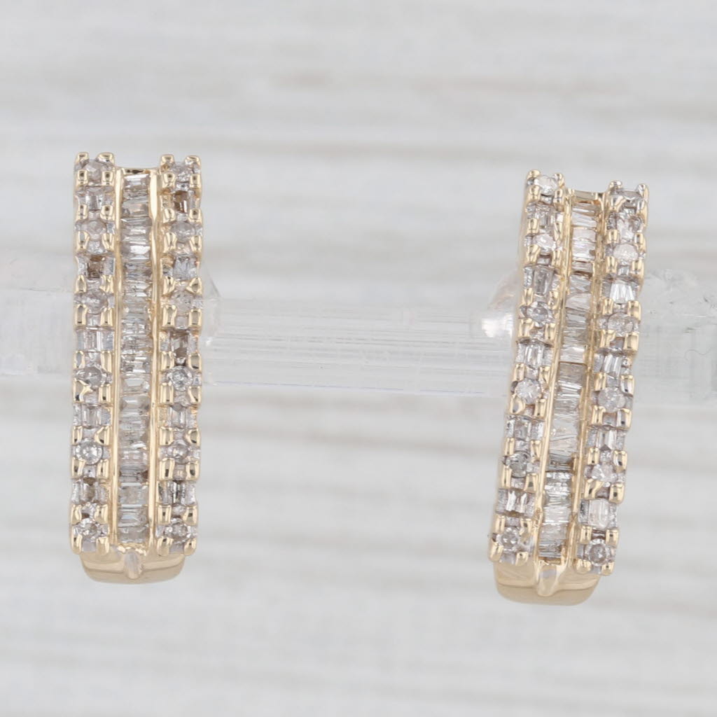 Light Gray 0.50ctw Diamond Journey Earrings 10k Yellow Gold Pierced Drops