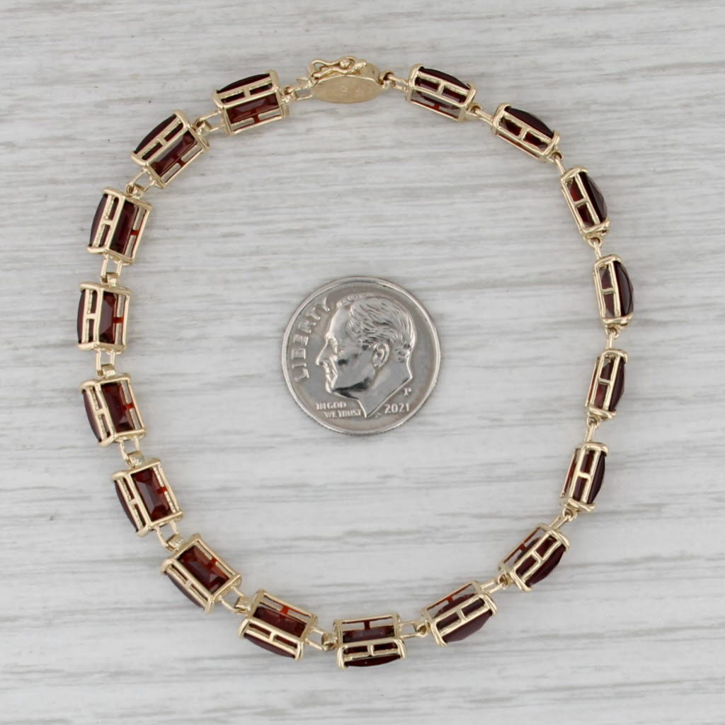 21ctw Garnet Tennis Bracelet 14k Yellow Gold Chinese Good Fortune 7.25"