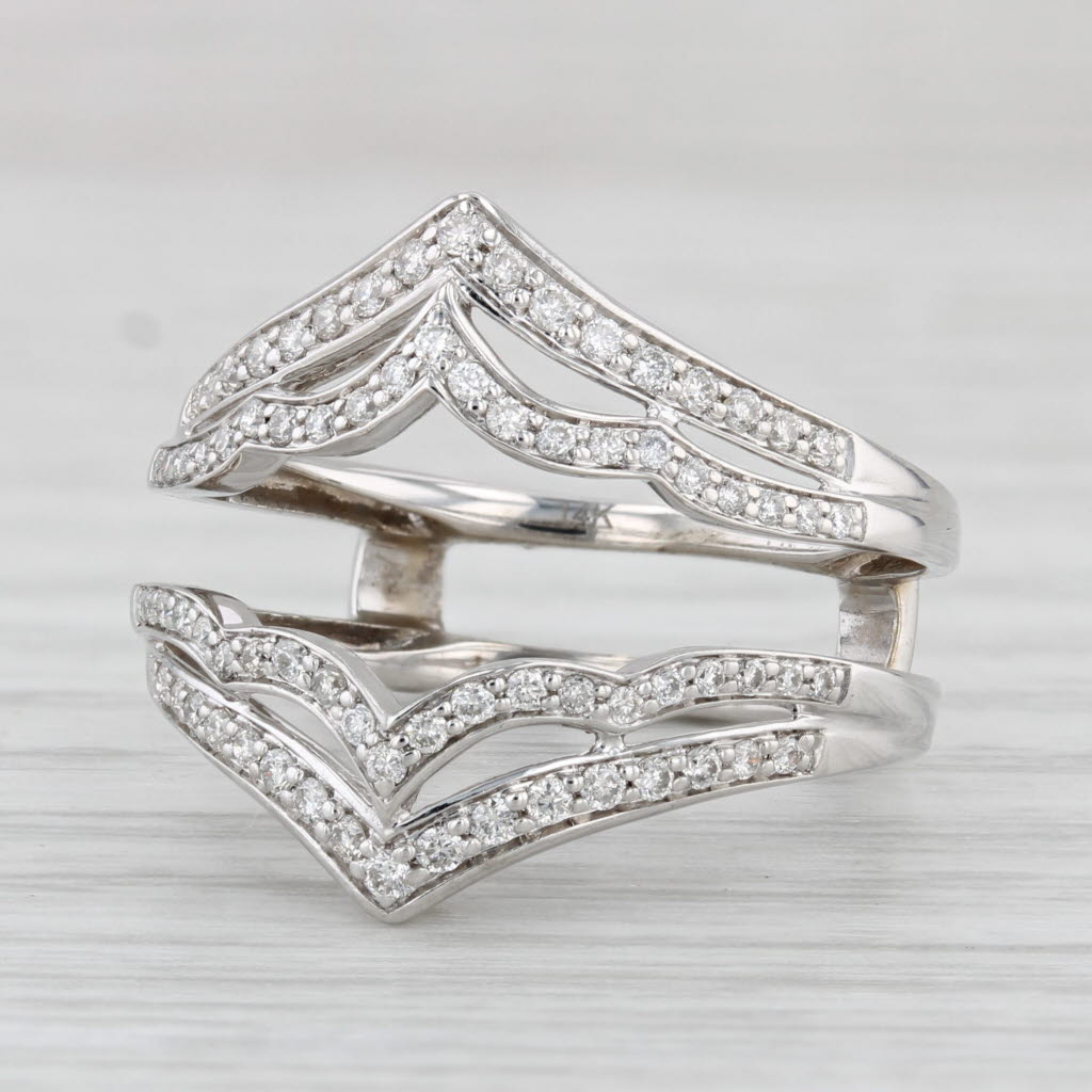 Light Gray 0.25ctw Diamond Enhancer Ring Jacket 14k White Gold Size 6.25 Wedding Bridal