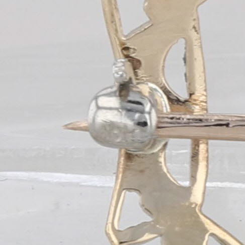 Vintage Art Deco Filigree Bow Wreath Brooch 18k White 8k Yellow Gold Pin