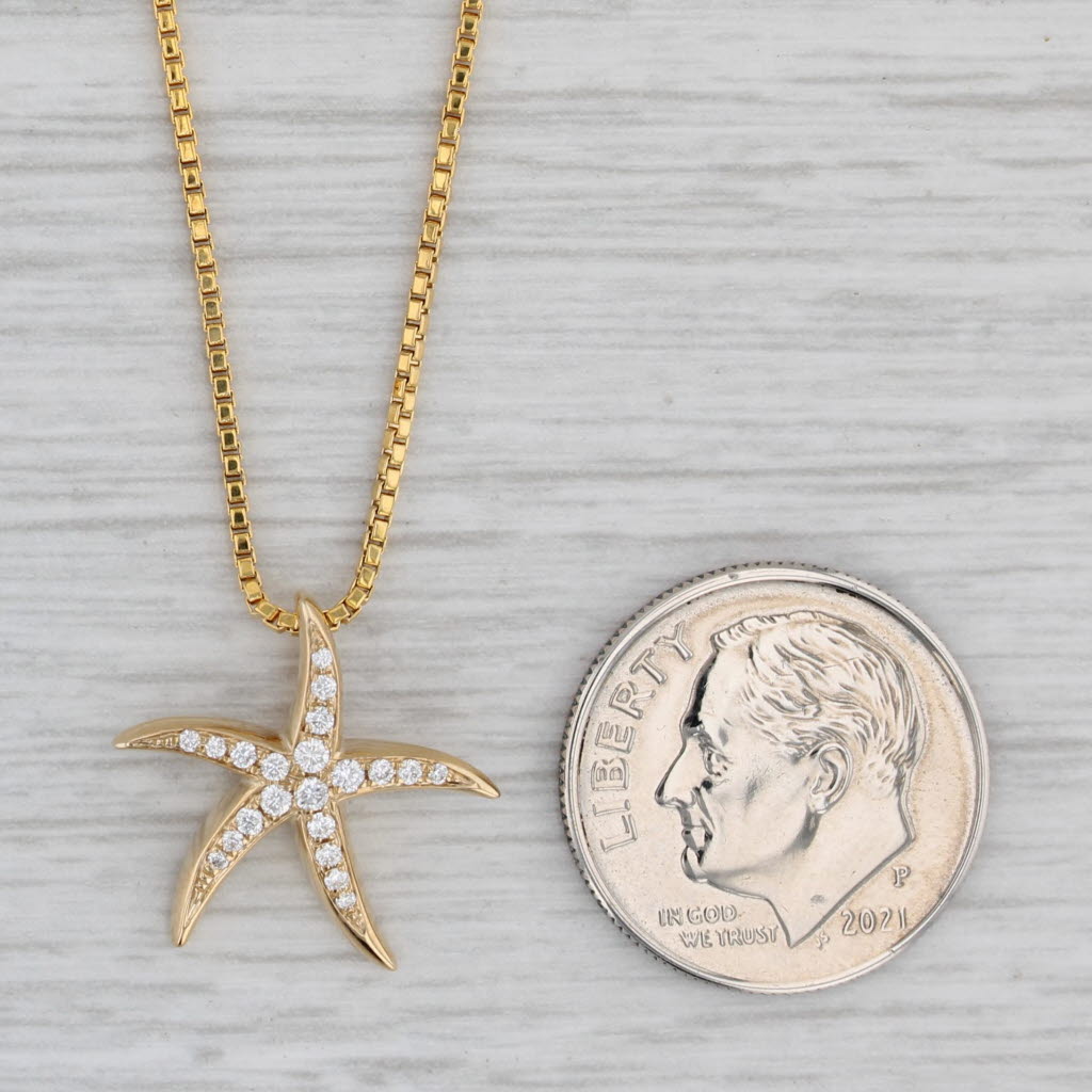 Gray New 0.12ctw Diamond Star Pendant 14k Yellow Gold 17-18" Box Chain