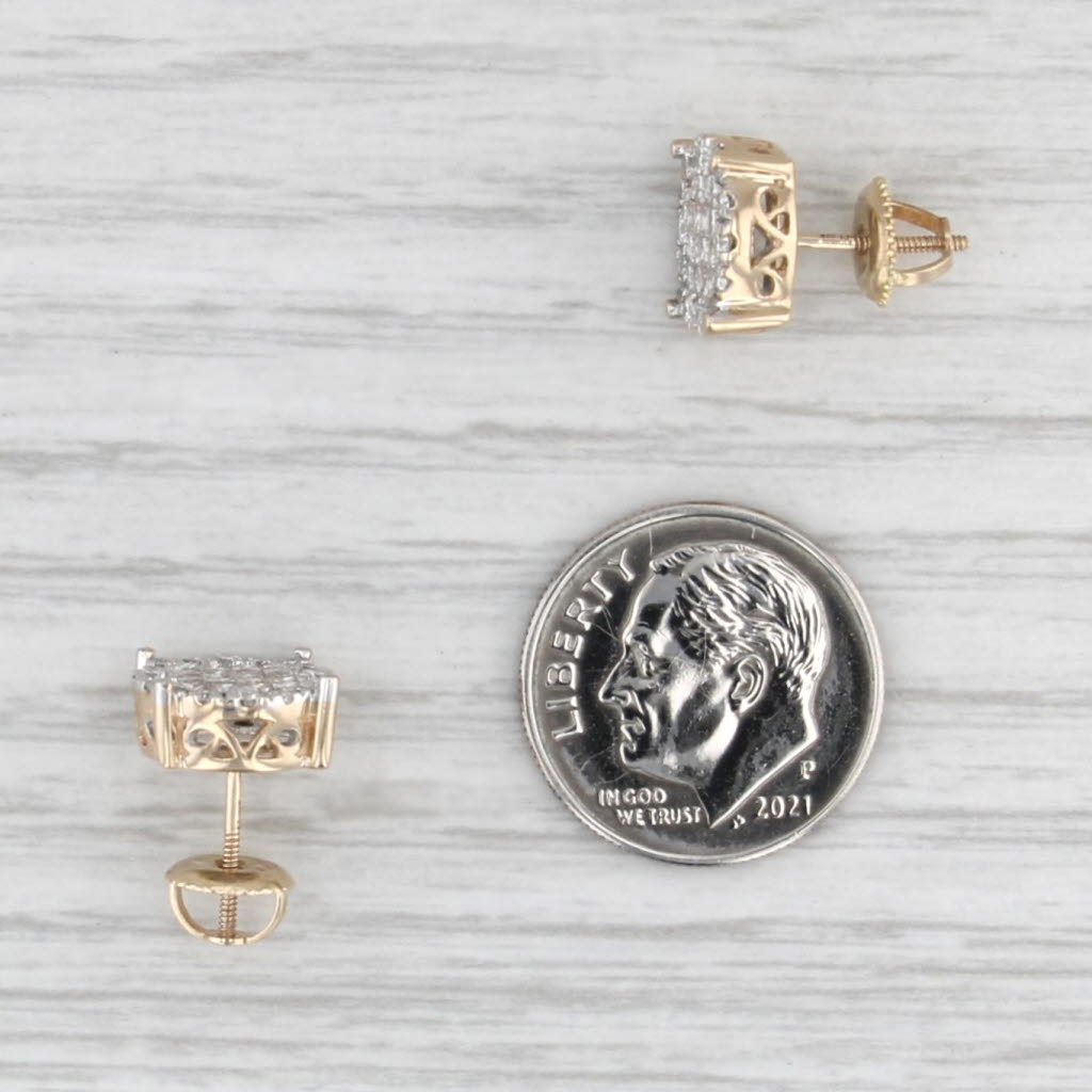 1ctw Diamond Cluster Stud Earrings 14k 10k Yellow Gold Round Studs