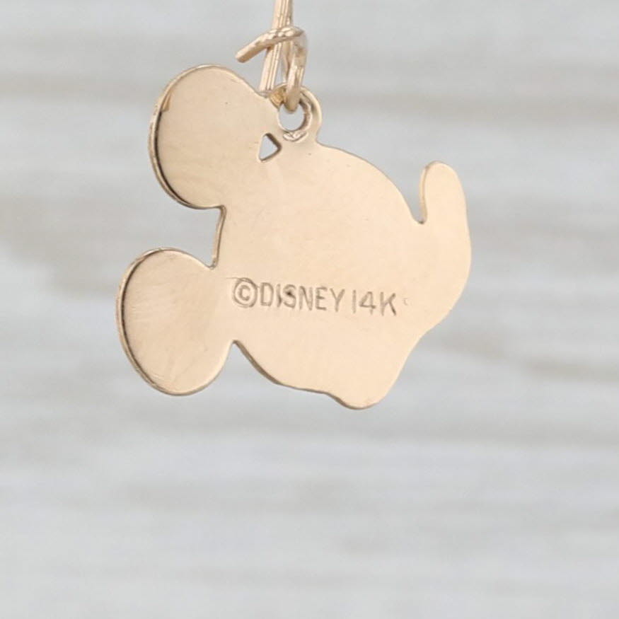 Light Gray Mickey Mouse Dangle Earrings 14k Yellow Gold Disney Cartoon