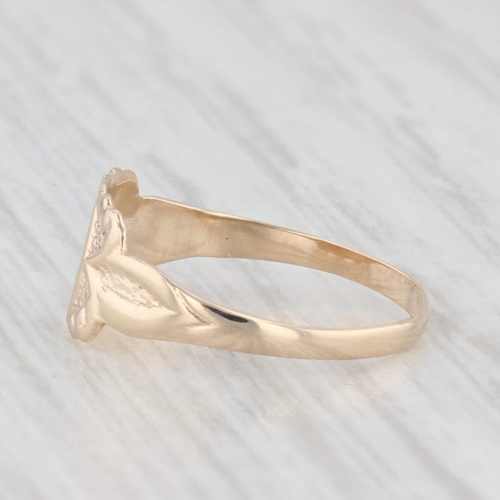 Light Gray Vintage Engraved Letter Initial P Signet Ring 10k Yellow Gold Small Baby Size
