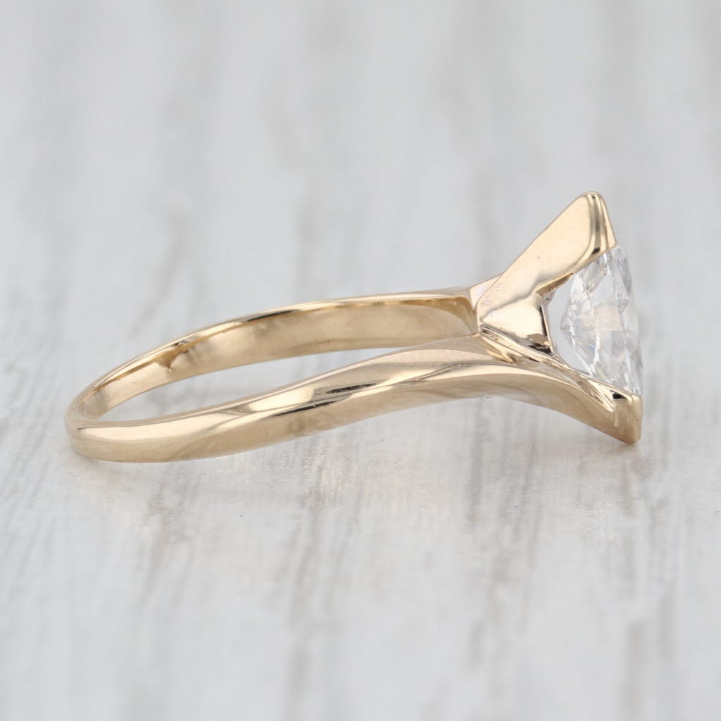 0.62ct Marquise Solitaire Diamond Engagement Ring 14k Yellow Gold Bypass Sz 4.75