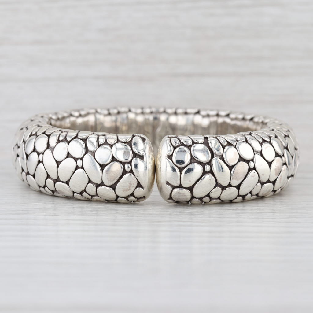 John Hardy Kali Pebble Flex Cuff Bracelet Sterling Silver Medium 6.75"