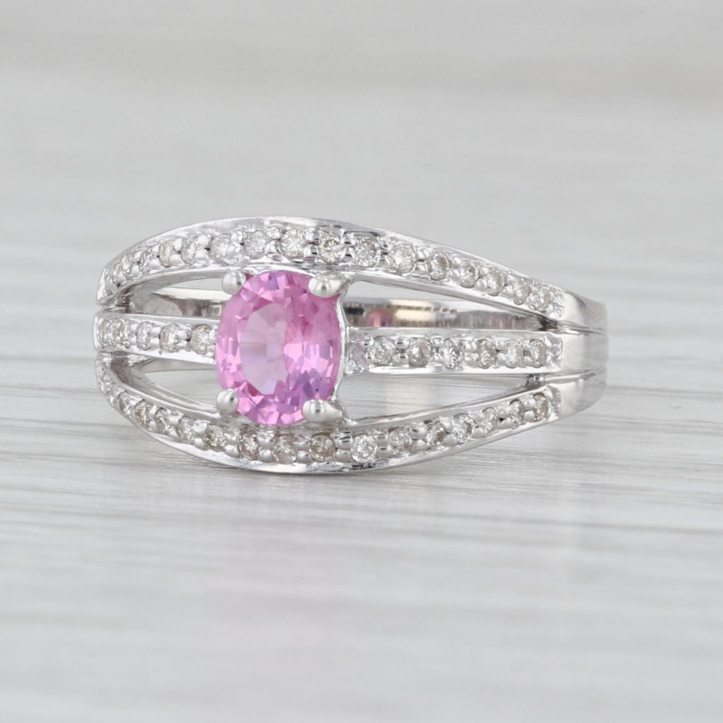 0.93ctw Pink Sapphire Diamond Ring 14k White Gold Size 7.25 Multiband Style
