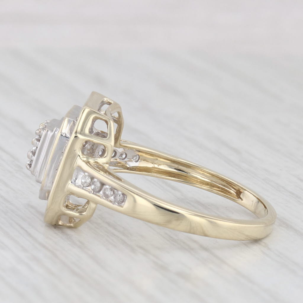 Light Gray 0.18ctw Diamond Cluster Halo Engagement Ring 10k Yellow Gold Size 7.25